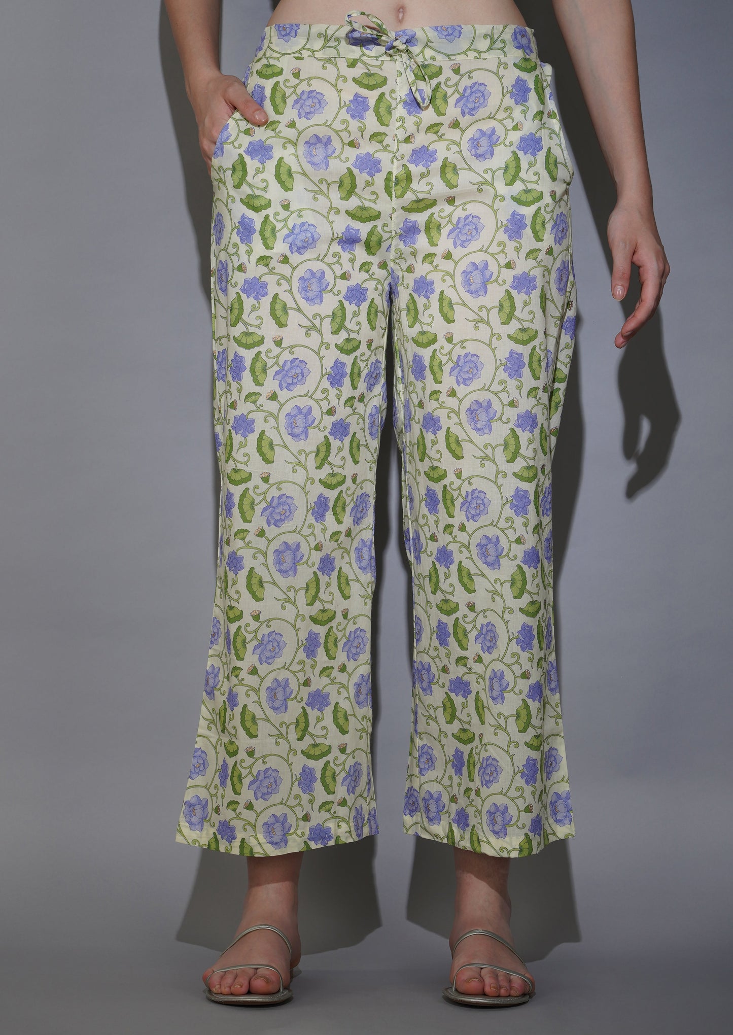 Lavender Elegance on Cream Loungewear