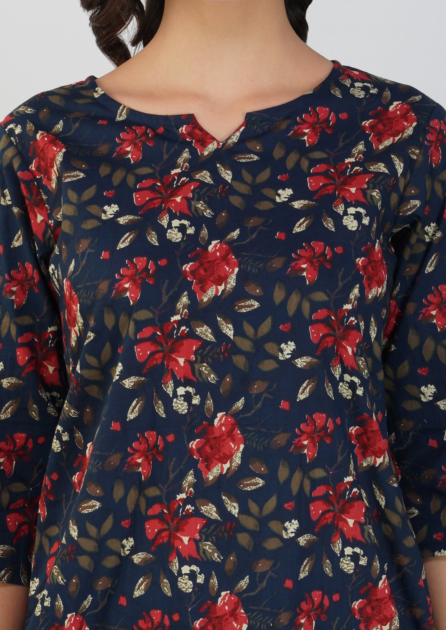 Classic Florals On Navy Blue Cotton Loungewear