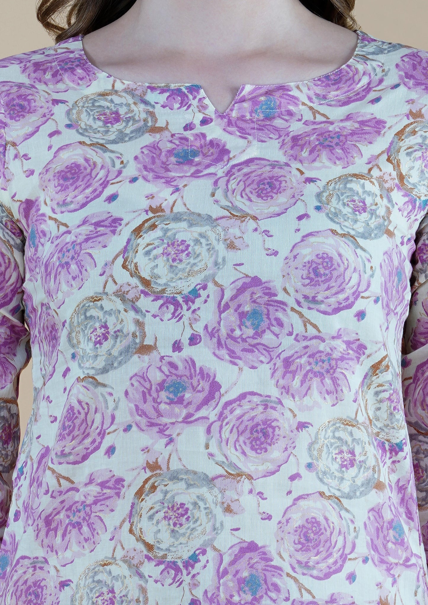 Pink Rose Gold Foil Elegance Cotton Loungewear (short top)
