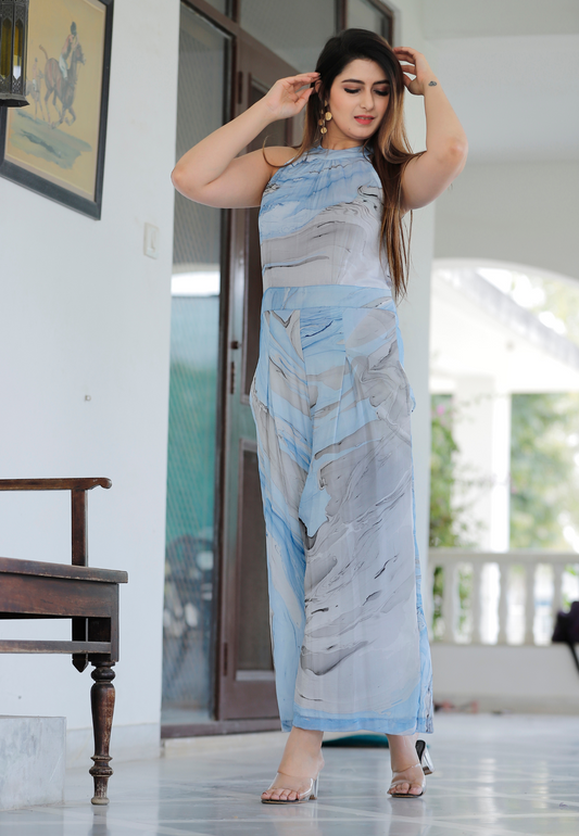 Aqua Blue Marble Jumpsuit