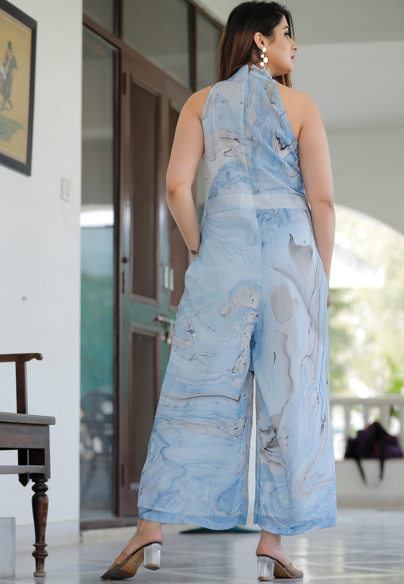 Aqua Blue Marble Jumpsuit