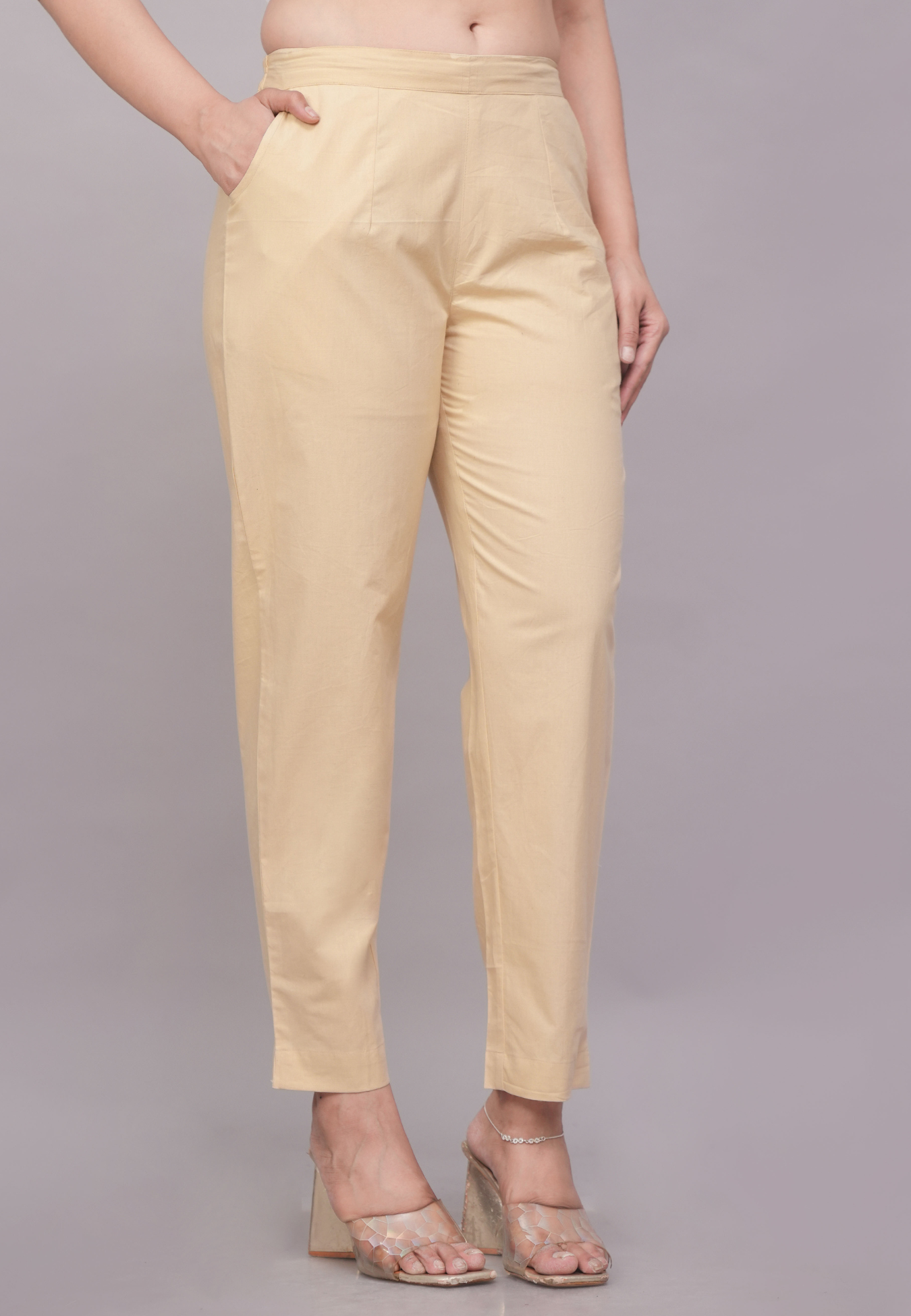 Beige Cotton Pants for Women – Casual, Breathable Summer Essentials