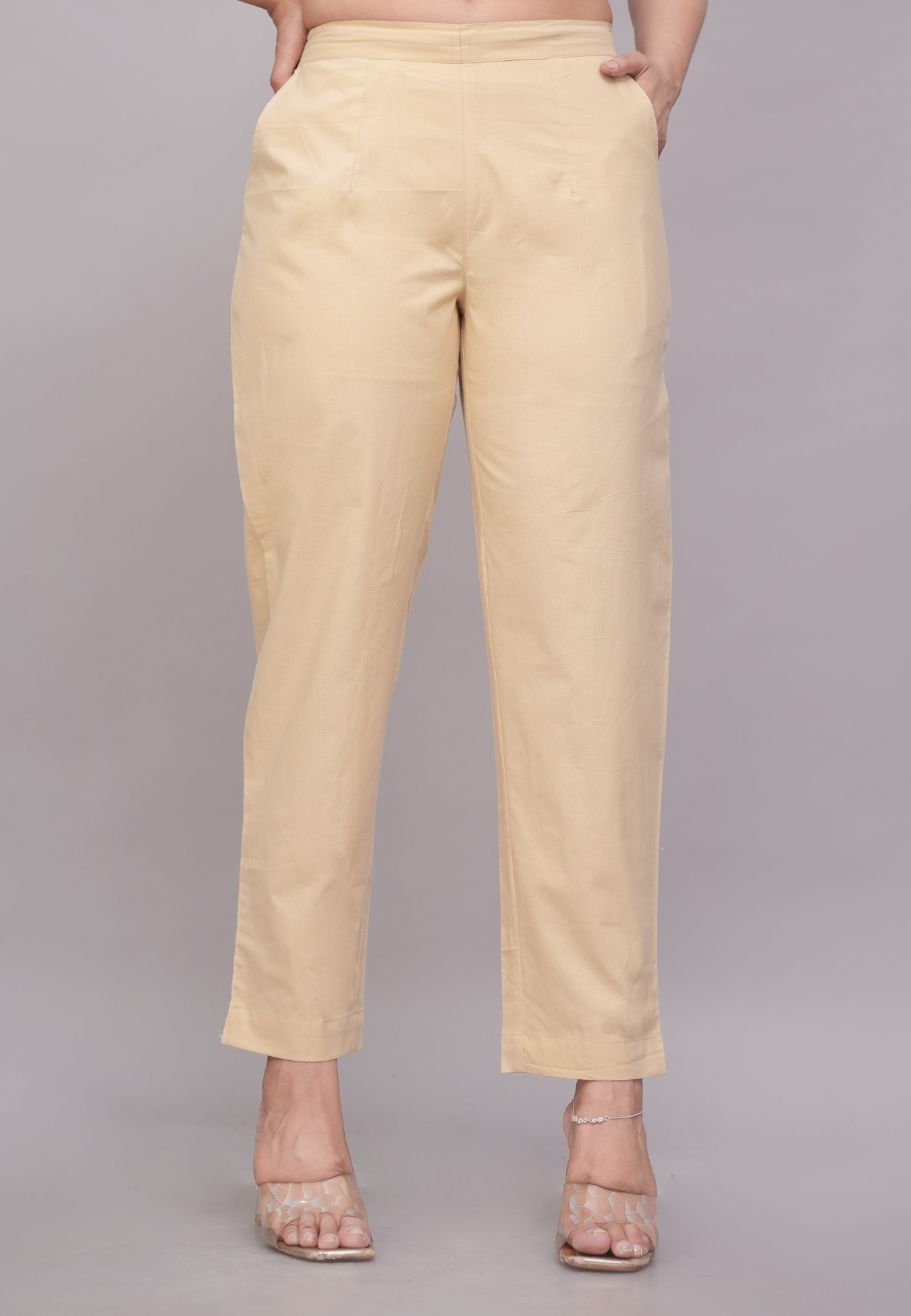 Beige Cotton Pants for Women – Casual, Breathable Summer Essentials