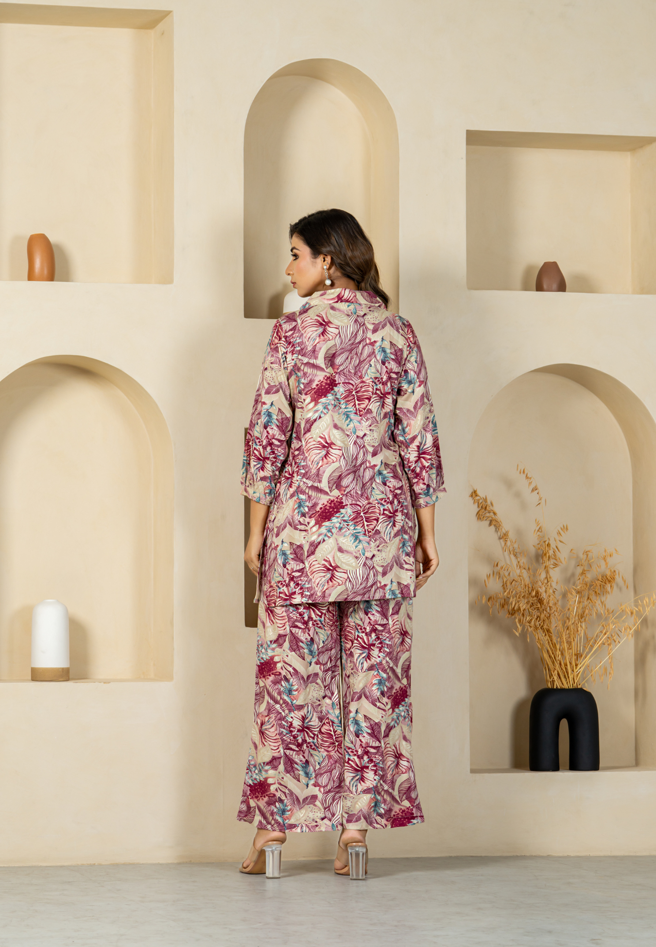 Lavender Floral Fusion Premium Rayon Co-ord set