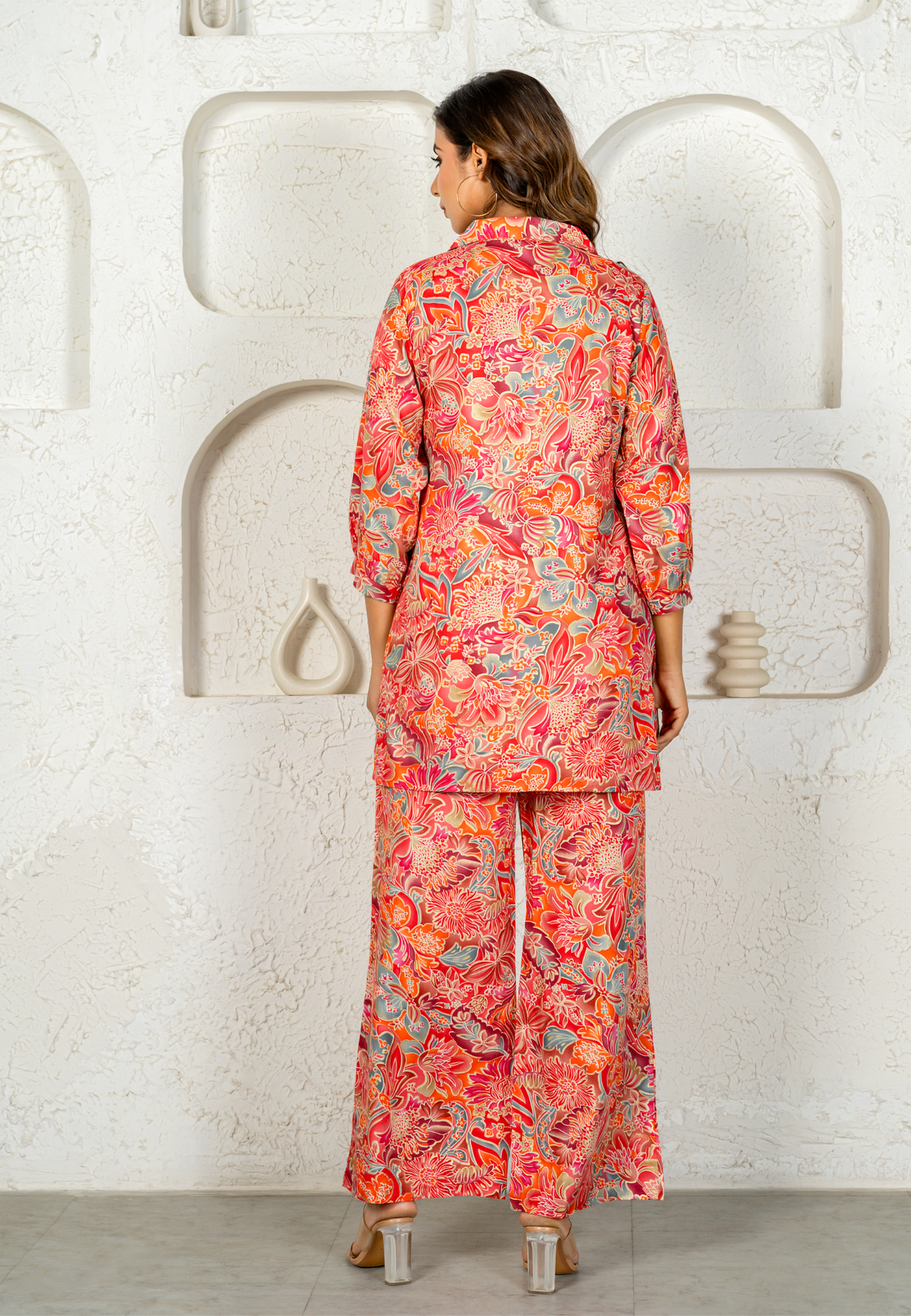 Red Tropical Sunset Premium Rayon Co-ord Set