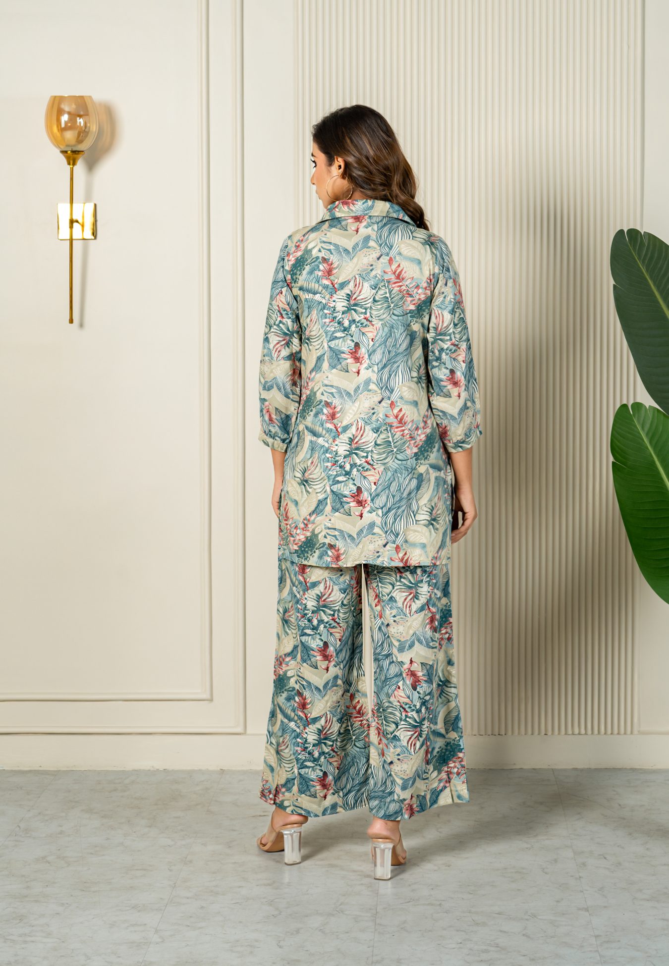 Smoky Grey Petals Premium Rayon Co-ord set
