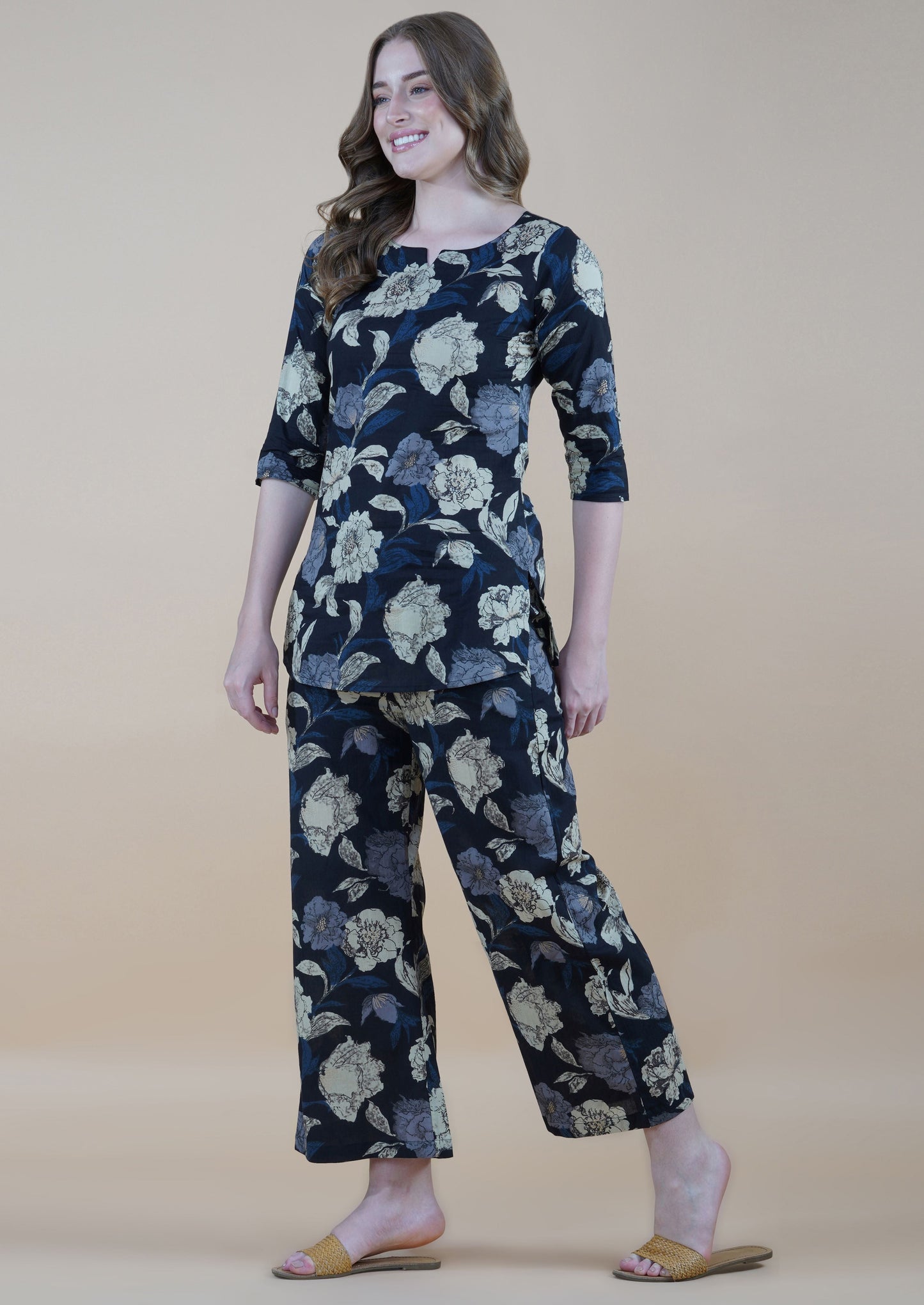 Petals In Paradise Cotton Loungewear (short top)