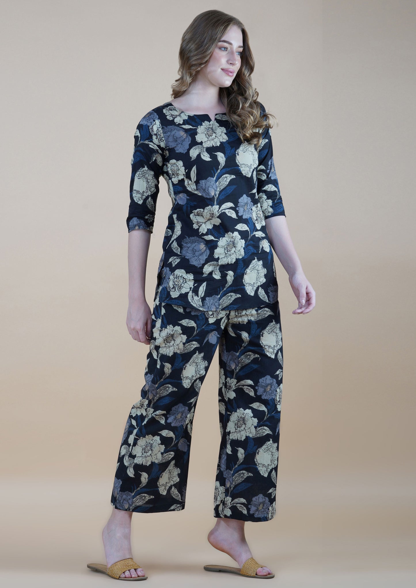 Petals In Paradise Cotton Loungewear (short top)