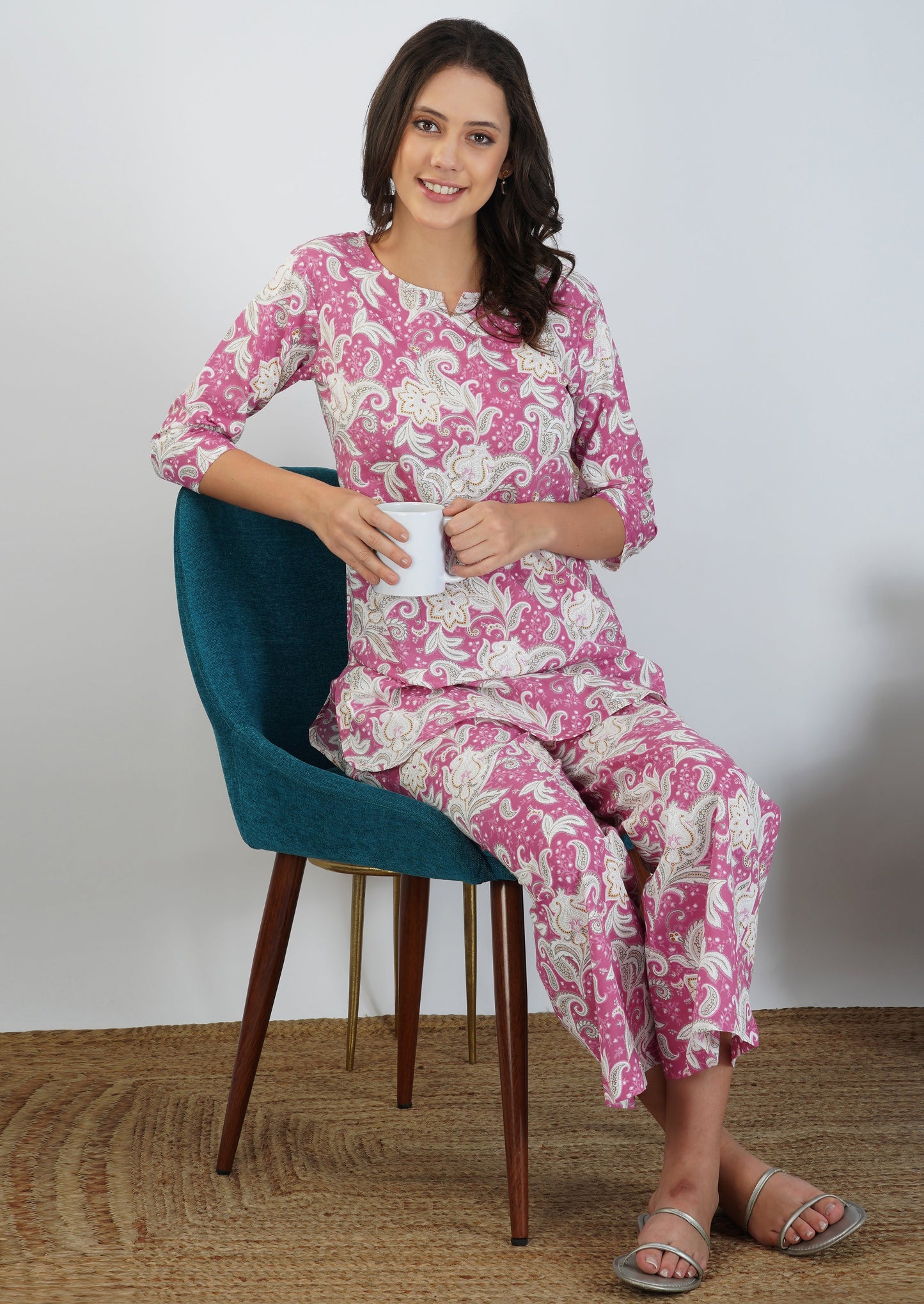 Pink Petal Haven Cotton Loungewear