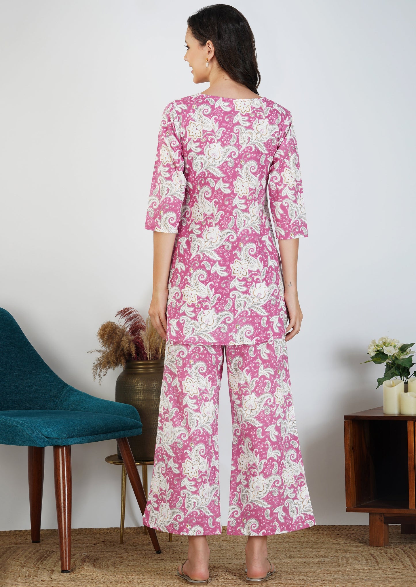 Pink Petal Haven Cotton Loungewear