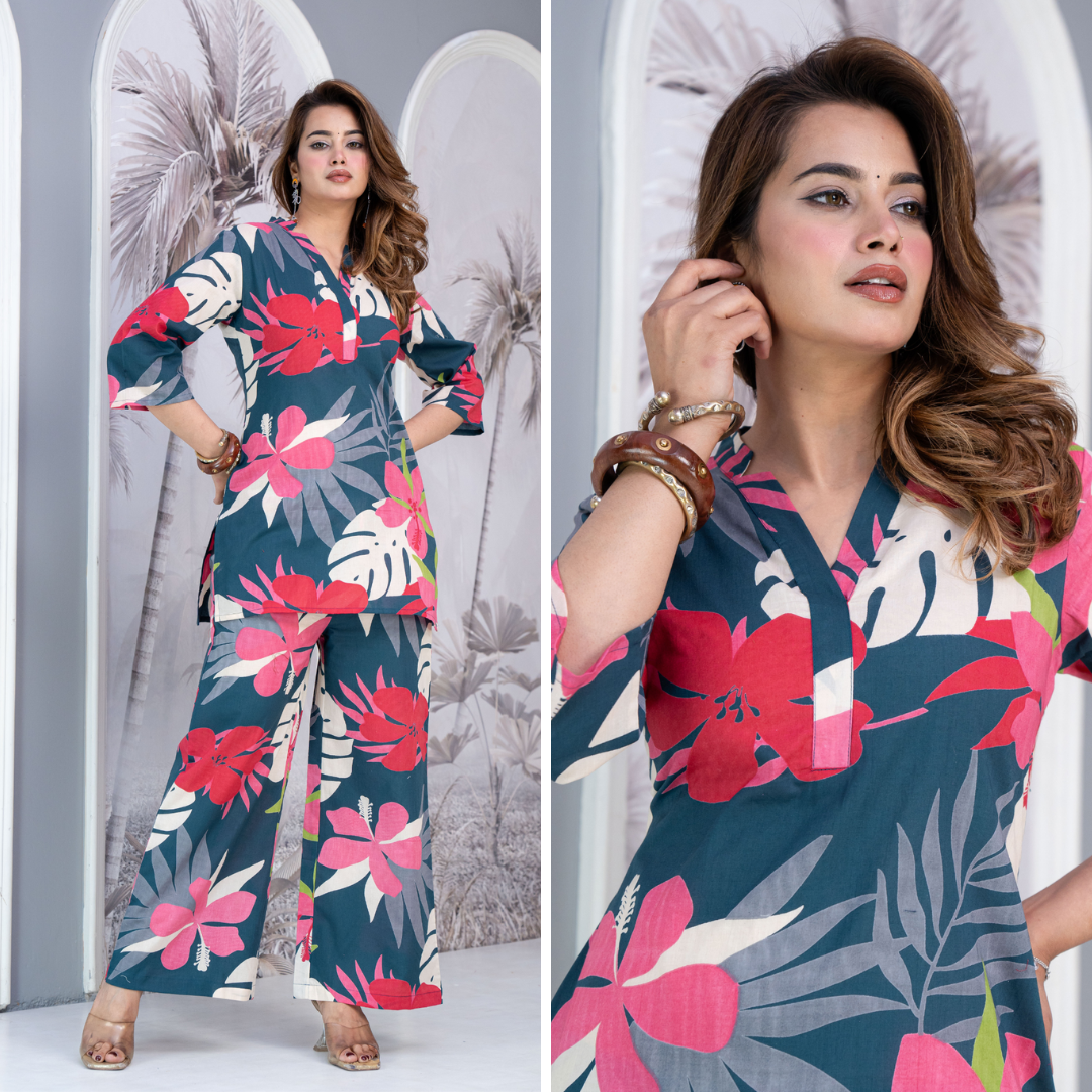 Blue Lagoon Cotton Co-ord Set