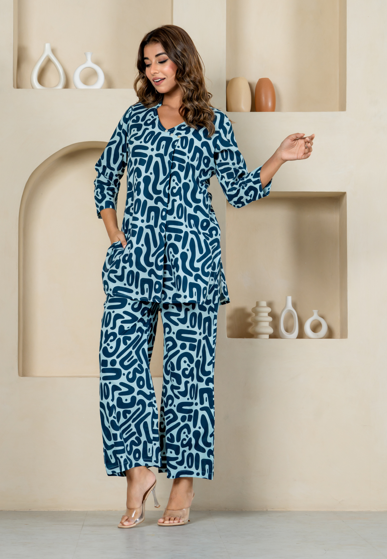 Indigo Flow Pure Cotton Loungewear Set