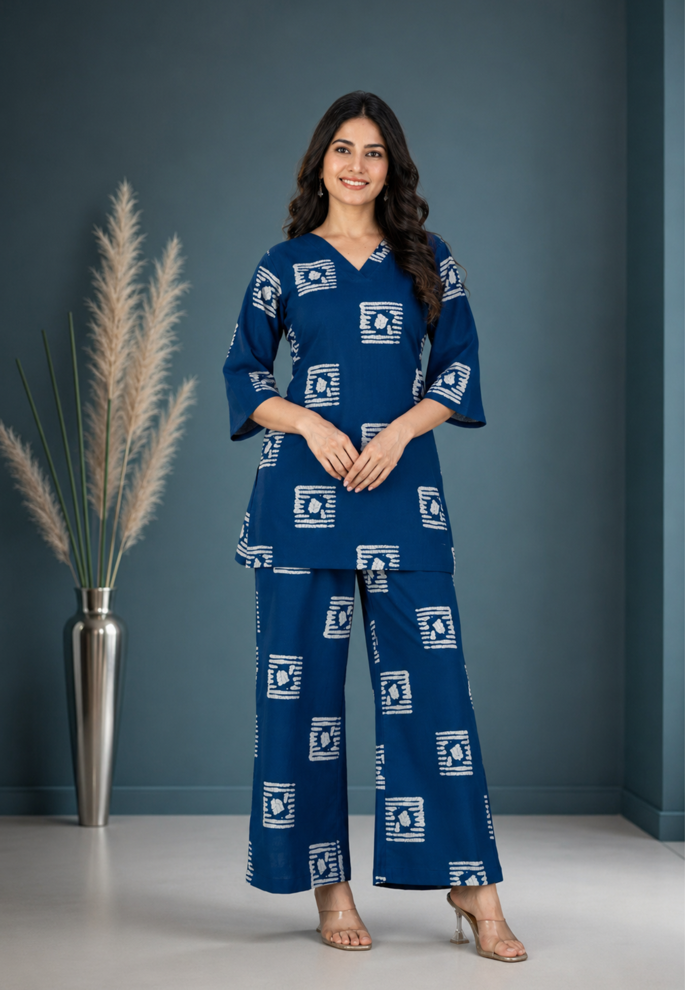 Indigo Tile Buti Pure Cotton Co-ord Set