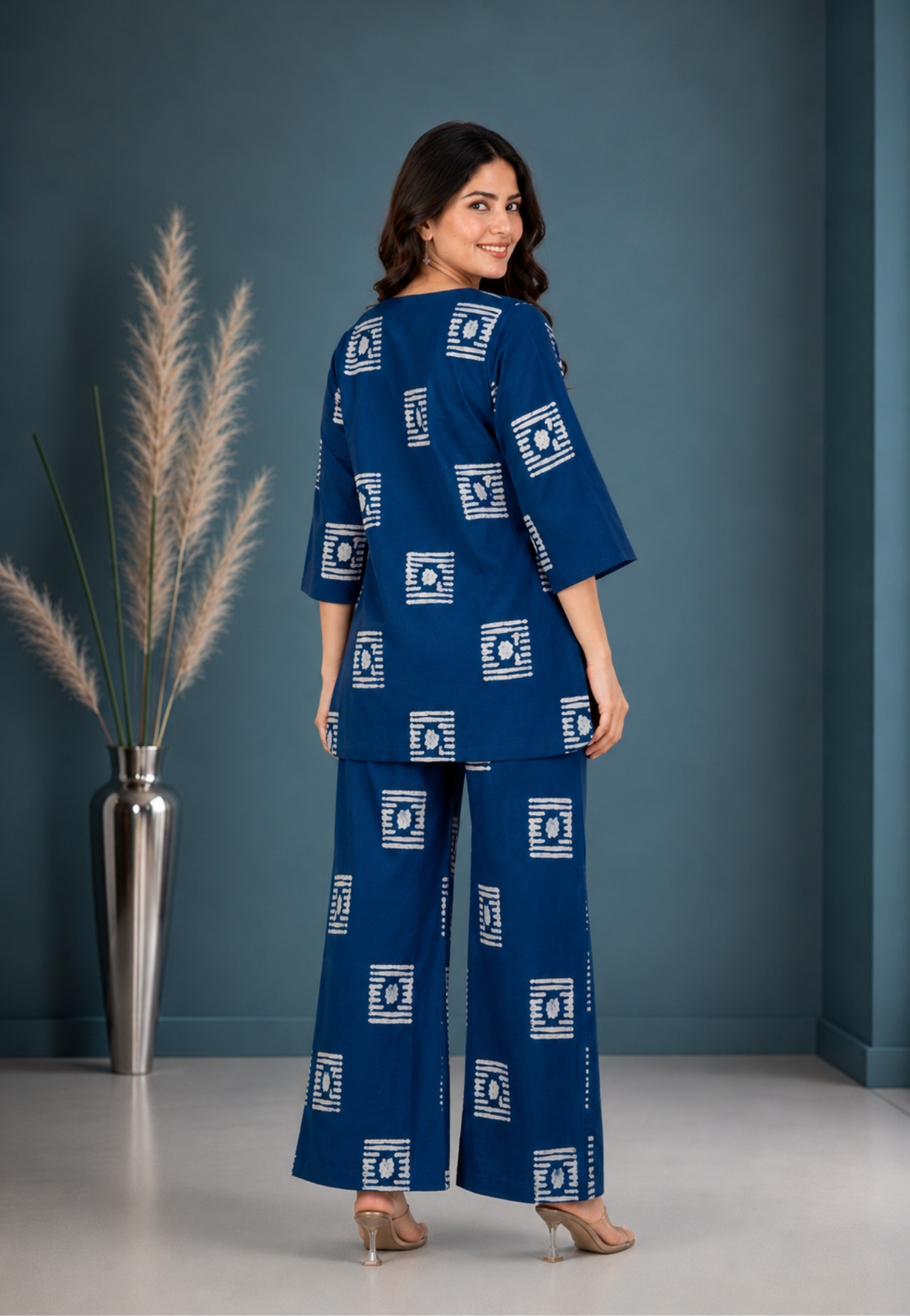 Indigo Tile Buti Pure Cotton Co-ord Set
