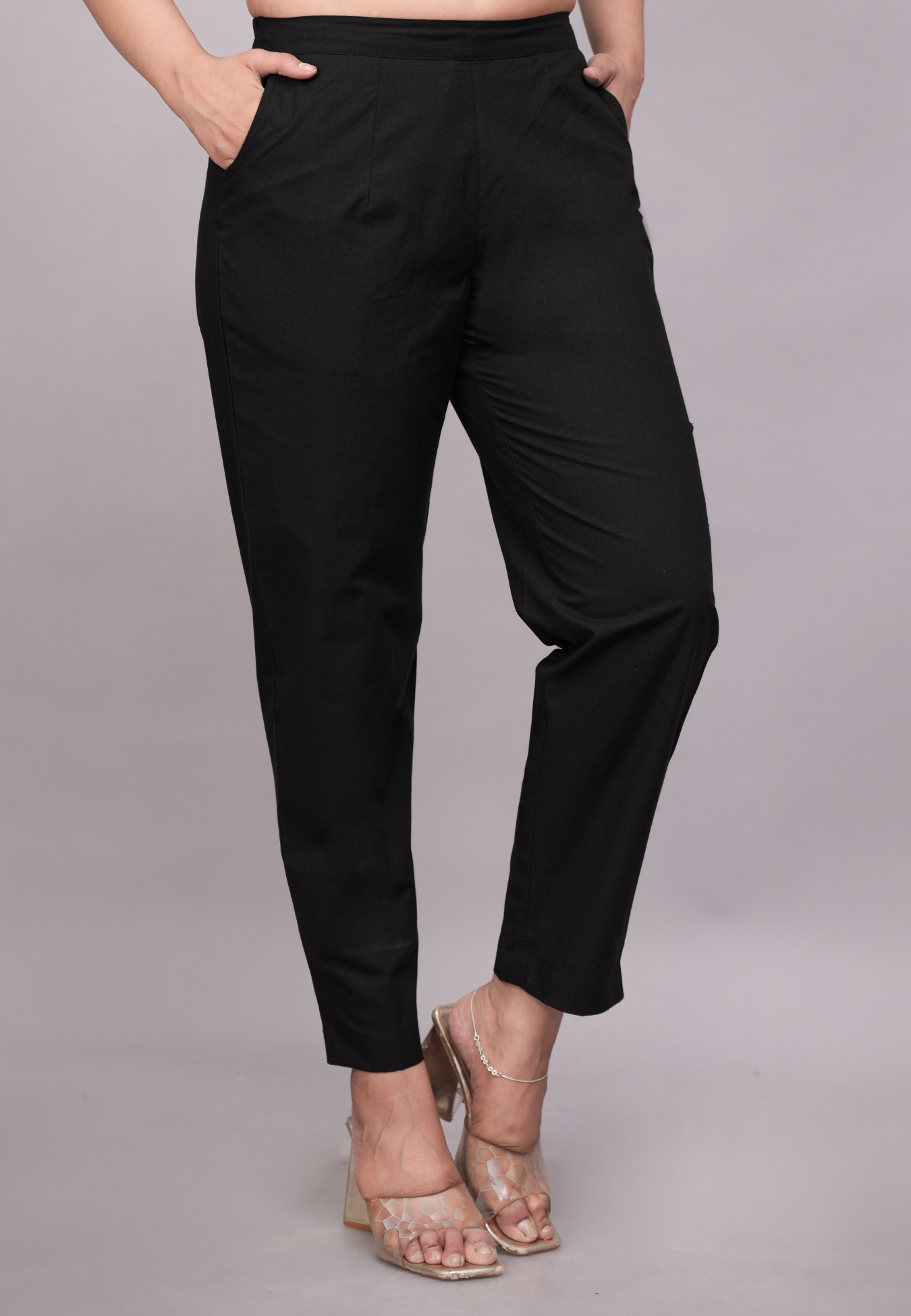 Jet Black Cotton Pants for Women – Soft, Stylish Daily Bottoms