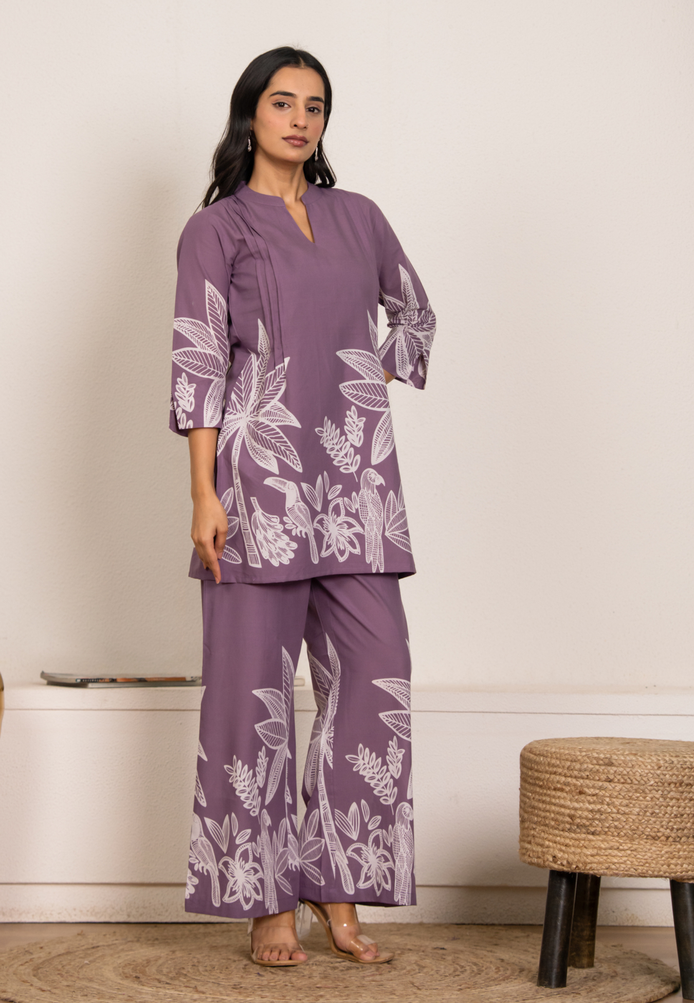 Lilac Palm Tree Cotton Co-ord Set