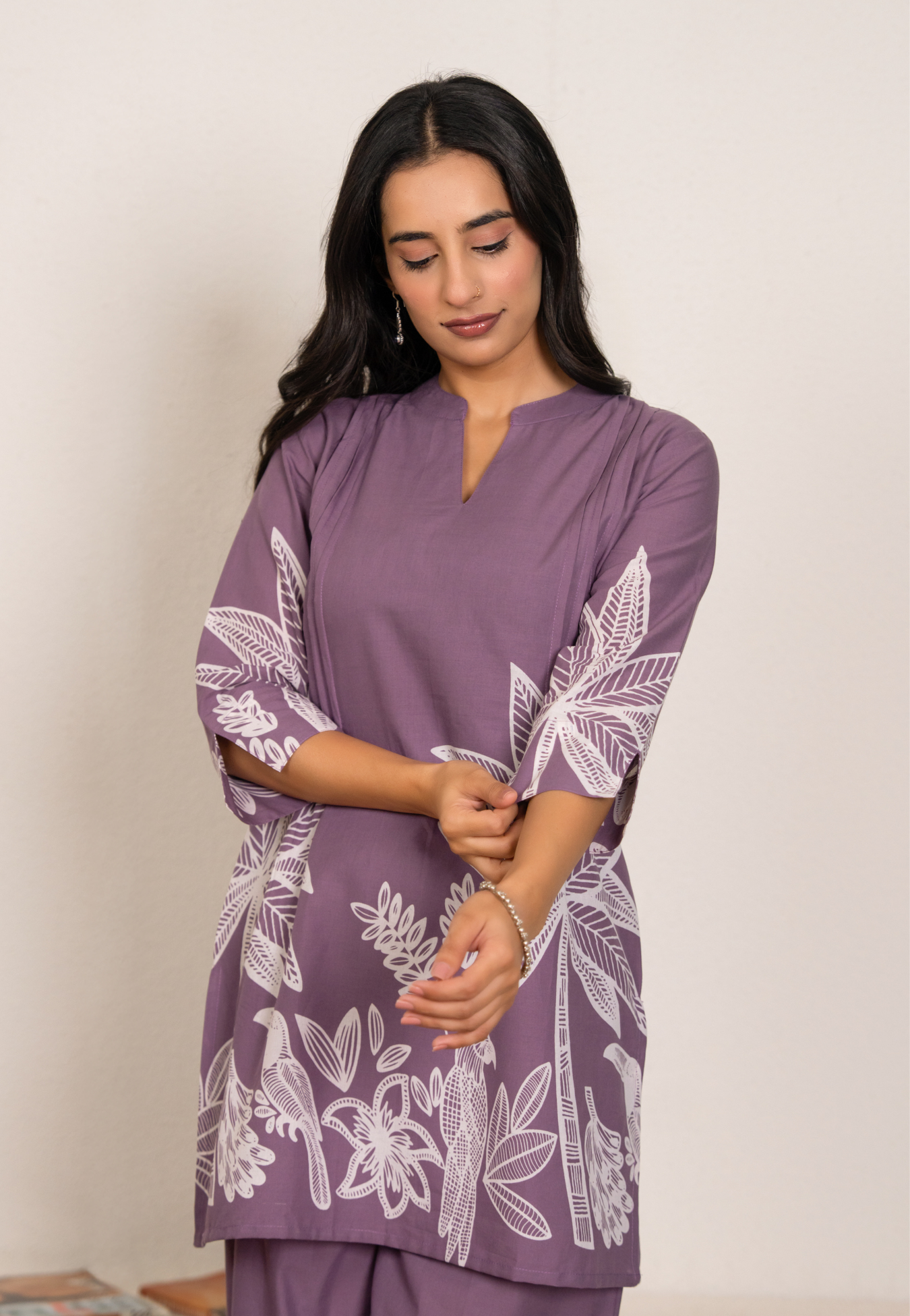 Lilac Palm Tree Cotton Co-ord Set