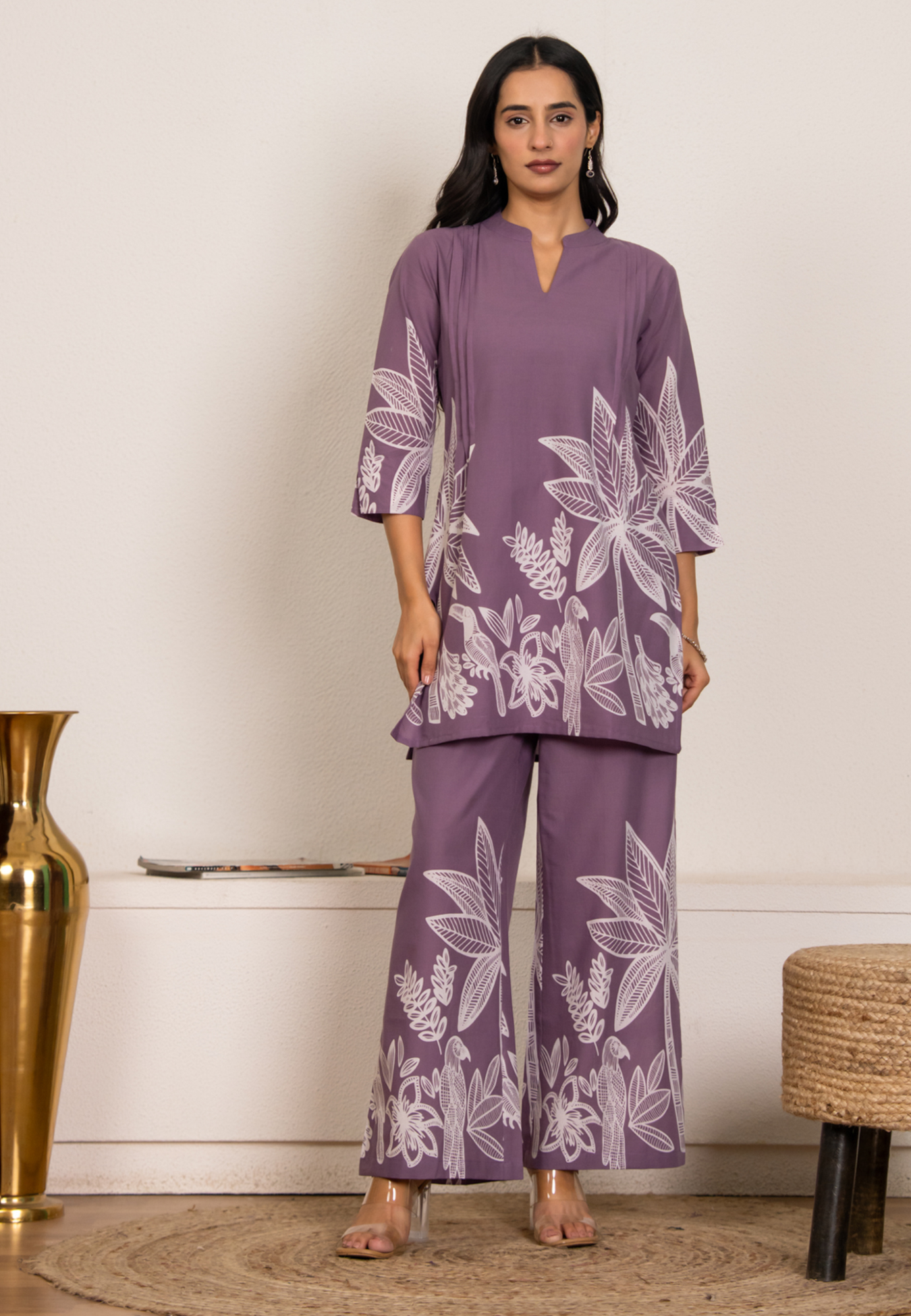 Lilac Palm Tree Cotton Co-ord Set