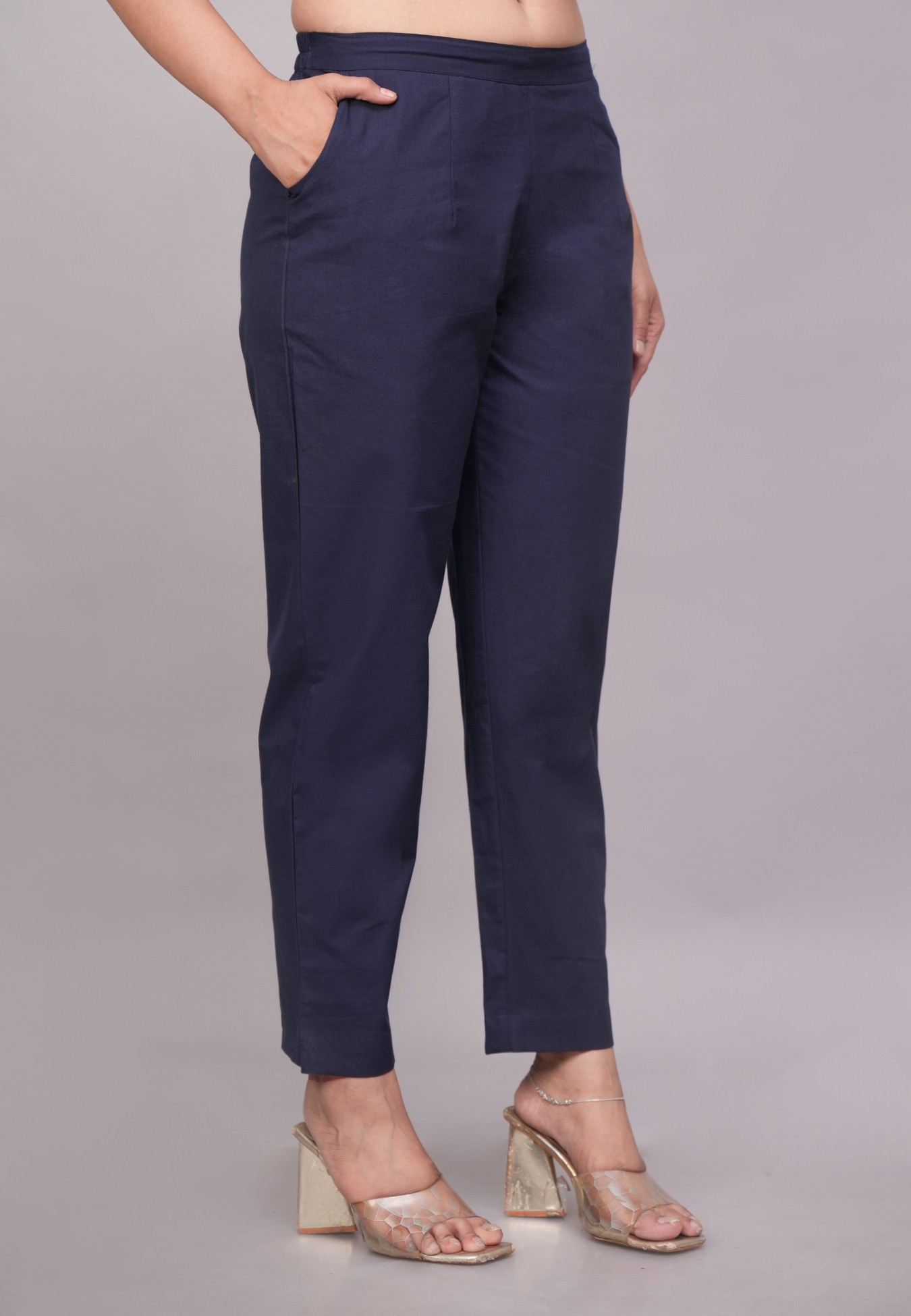 Navy Blue Cotton Pants for Women – Lightweight, Comfortable Summer Wear