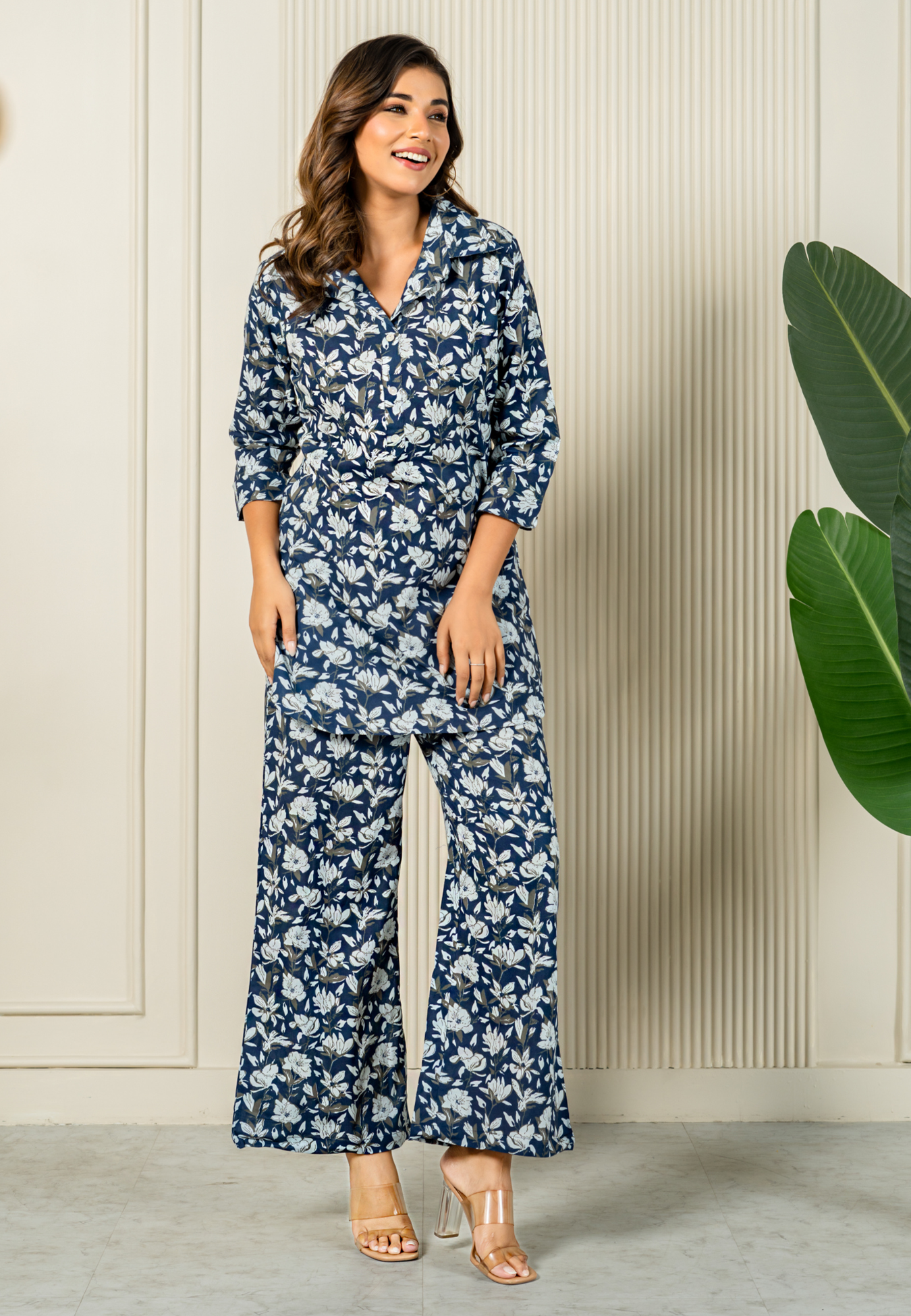 Navy Blue Elegance Cotton Loungewear Co-Ord set