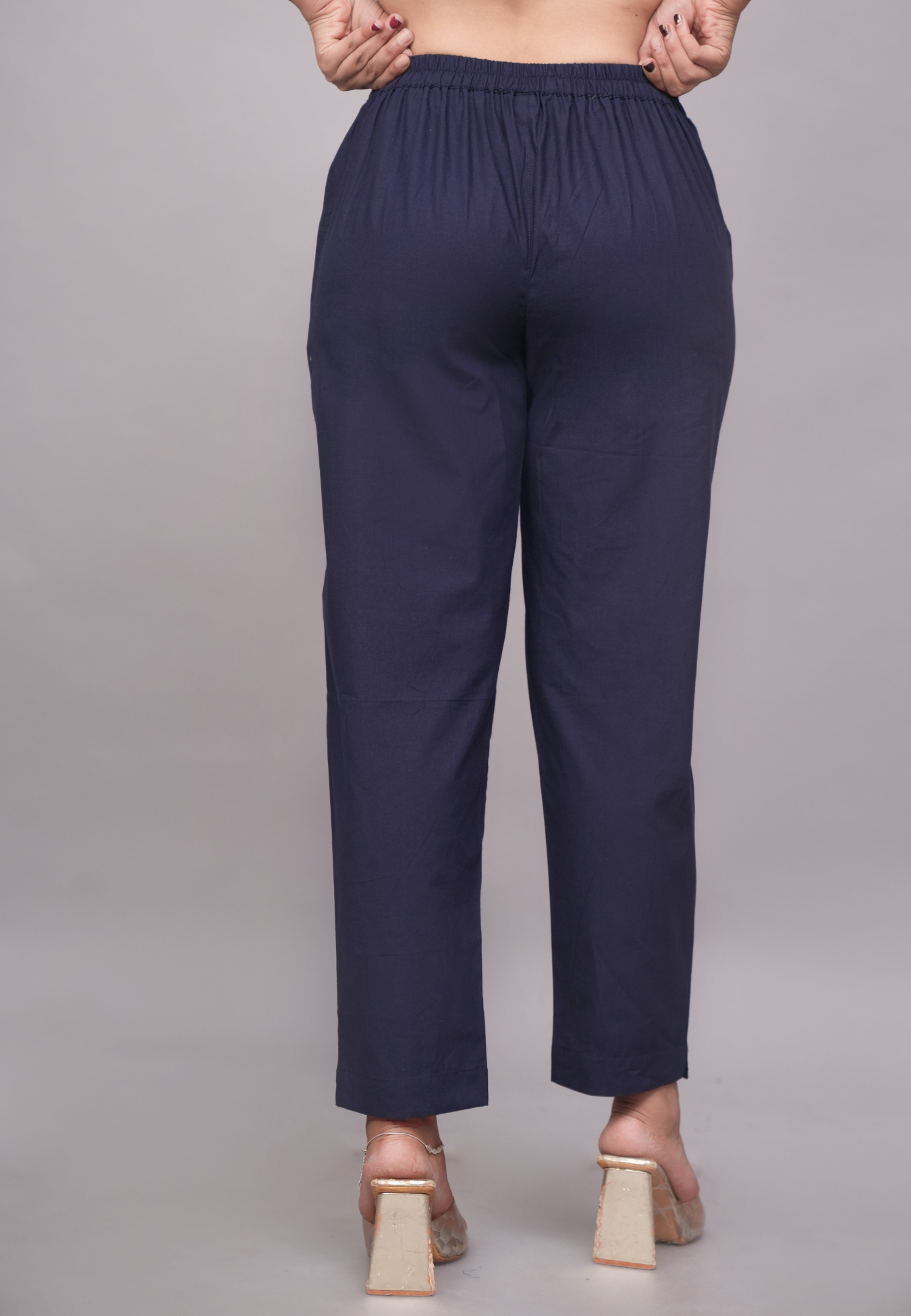 Navy Blue Cotton Pants for Women – Lightweight, Comfortable Summer Wear