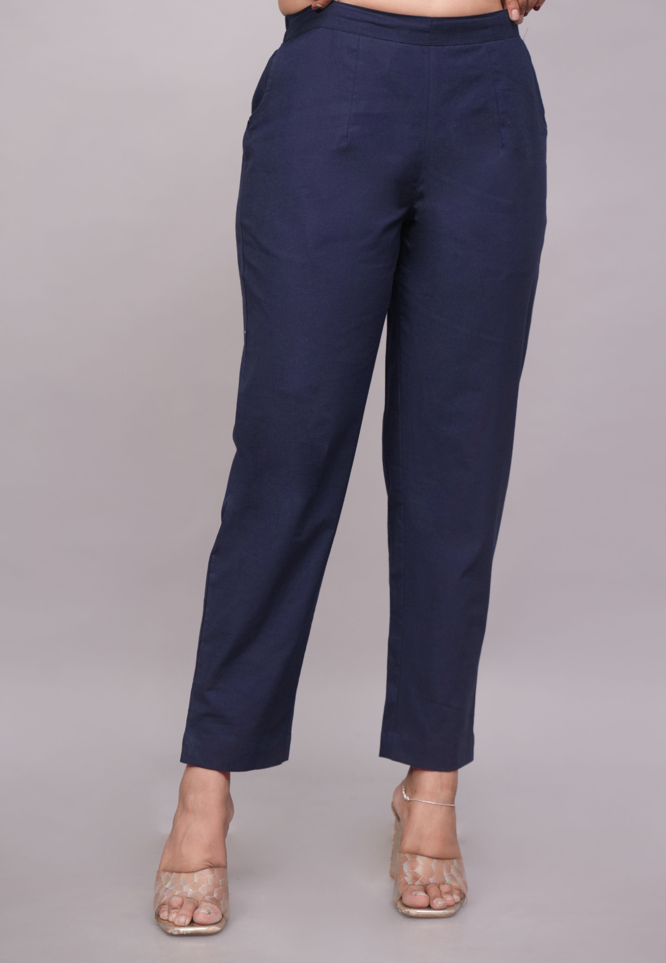 Navy Blue Cotton Pants for Women – Lightweight, Comfortable Summer Wear