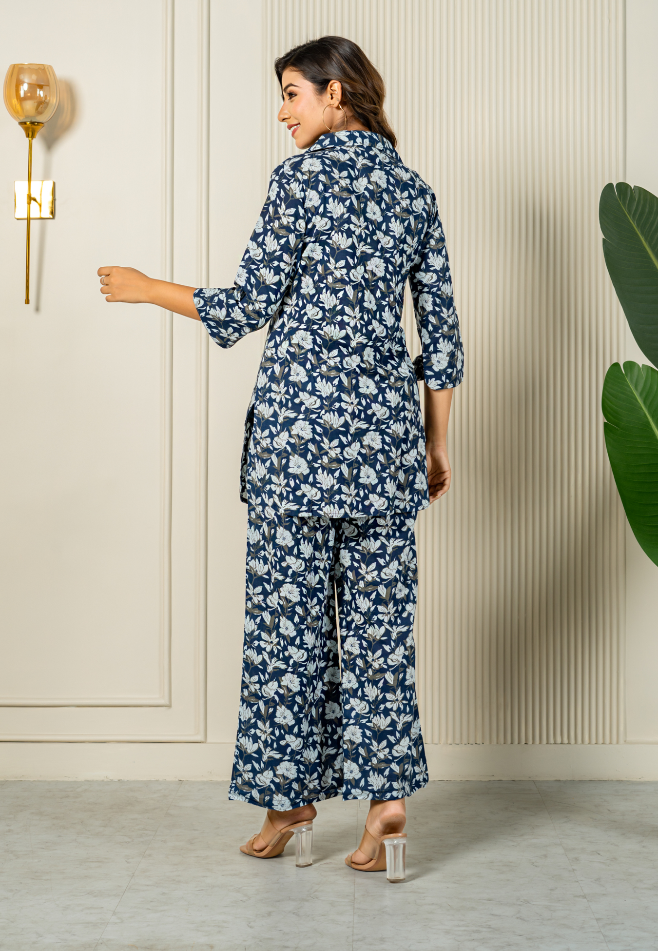 Navy Blue Elegance Cotton Loungewear Co-Ord set