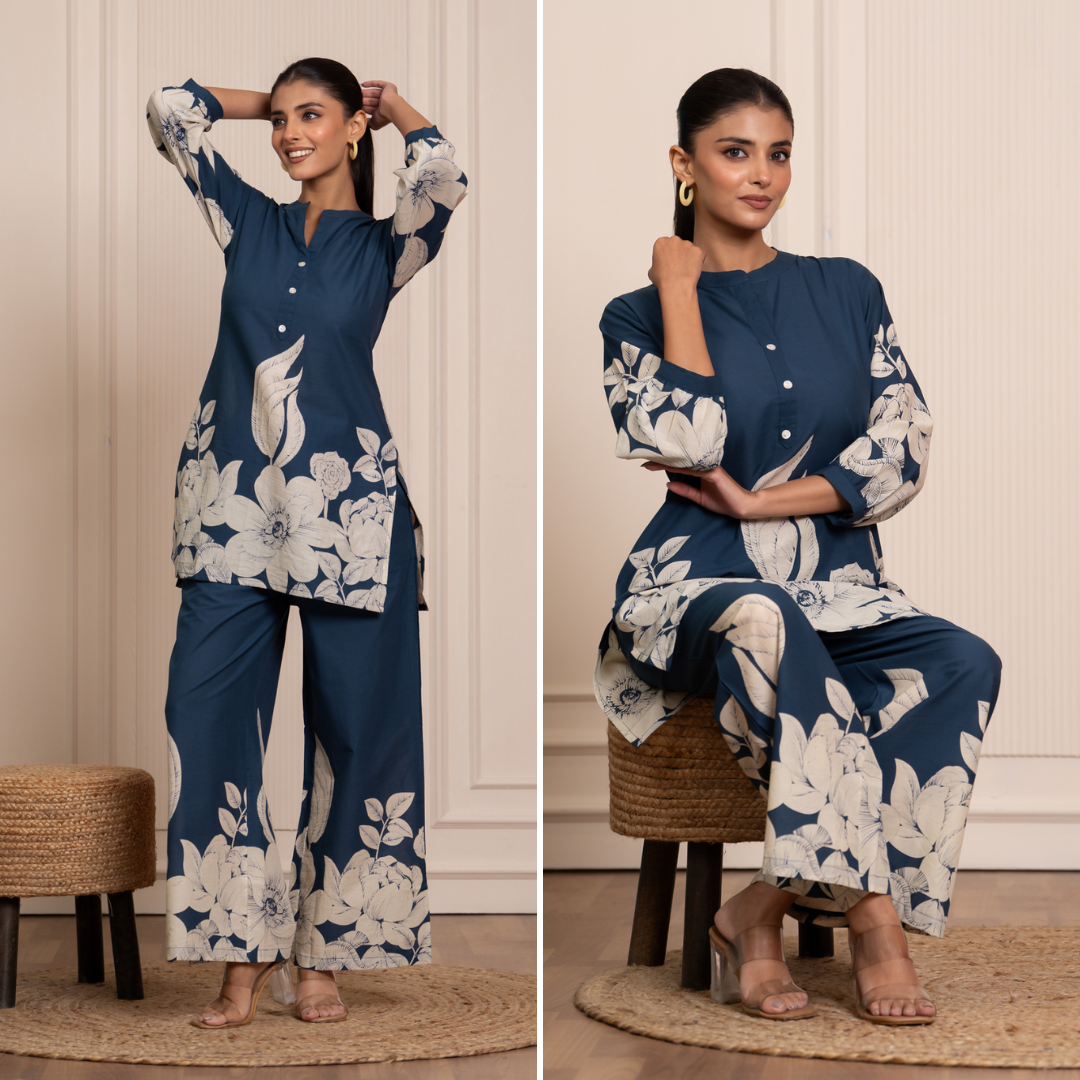 Ocean Blossom Cotton Co-ord Set