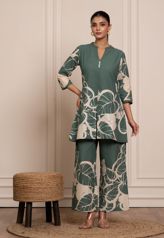 Olive Essence Cotton Co-ord Set