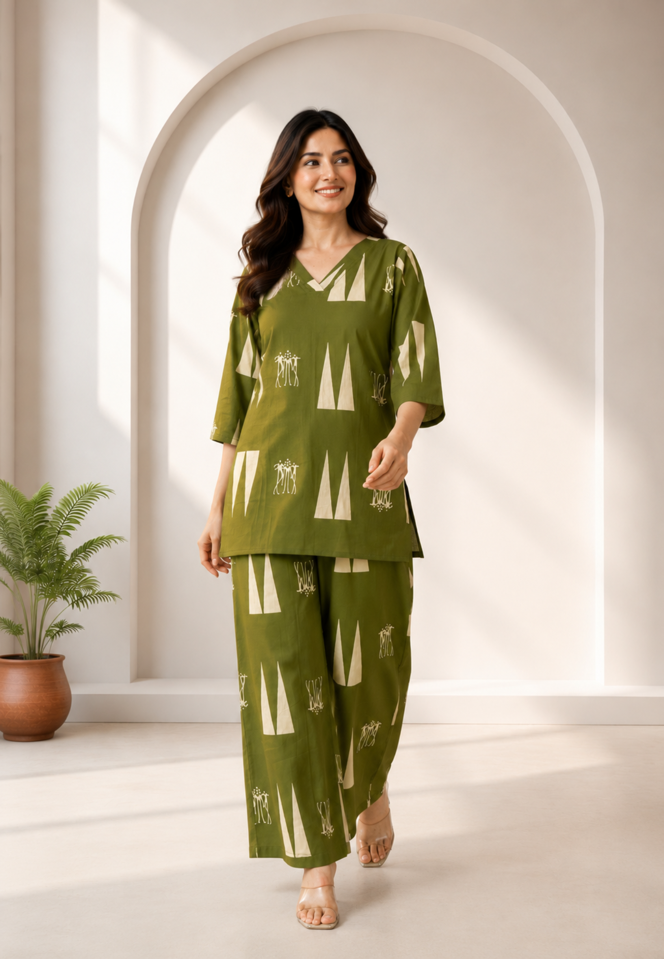 Olive Heritage Pure Cotton Co-ord Set
