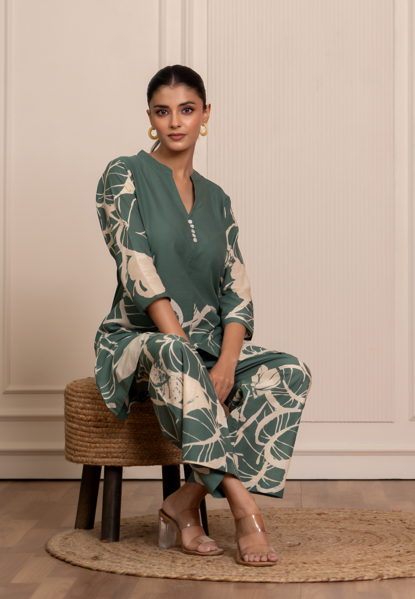 Olive Essence Cotton Co-ord Set