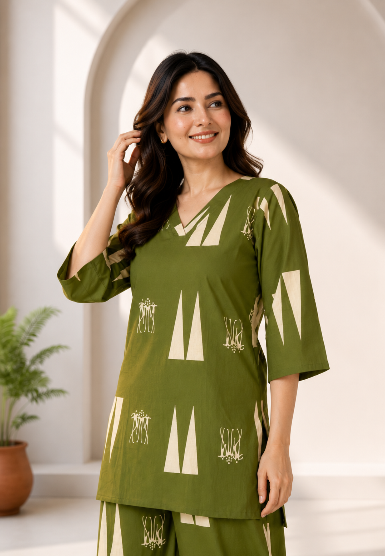 Olive Heritage Pure Cotton Co-ord Set