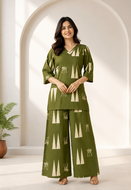 Olive Heritage Pure Cotton Co-ord Set