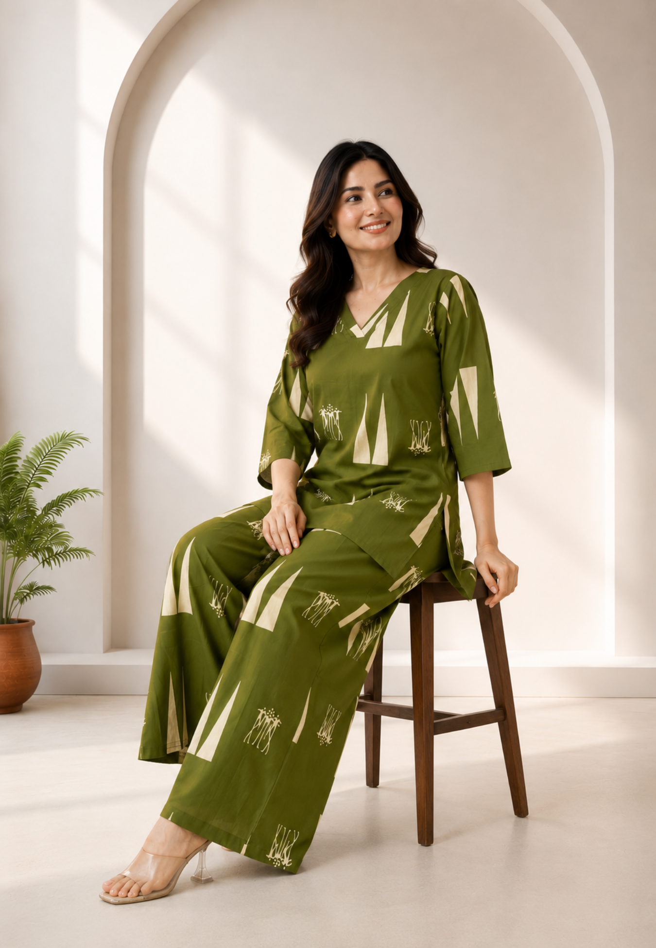 Olive Heritage Pure Cotton Co-ord Set