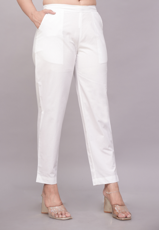 White Cotton Pants for Women – Breathable, Comfortable Everyday Wear