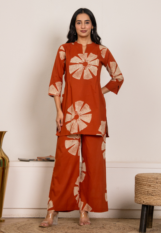 Soft Rust Cotton Co-ord Set
