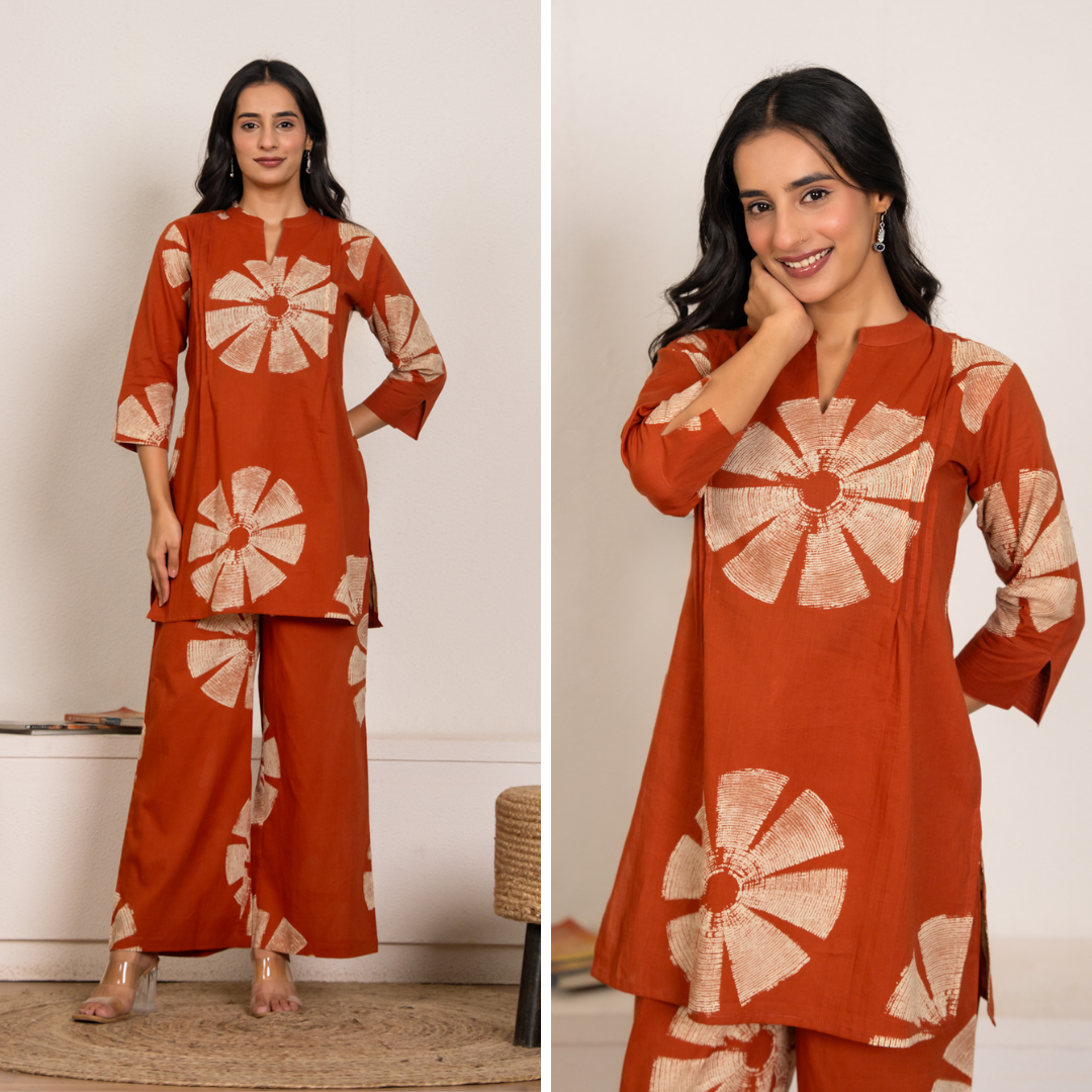 Soft Rust Cotton Co-ord Set